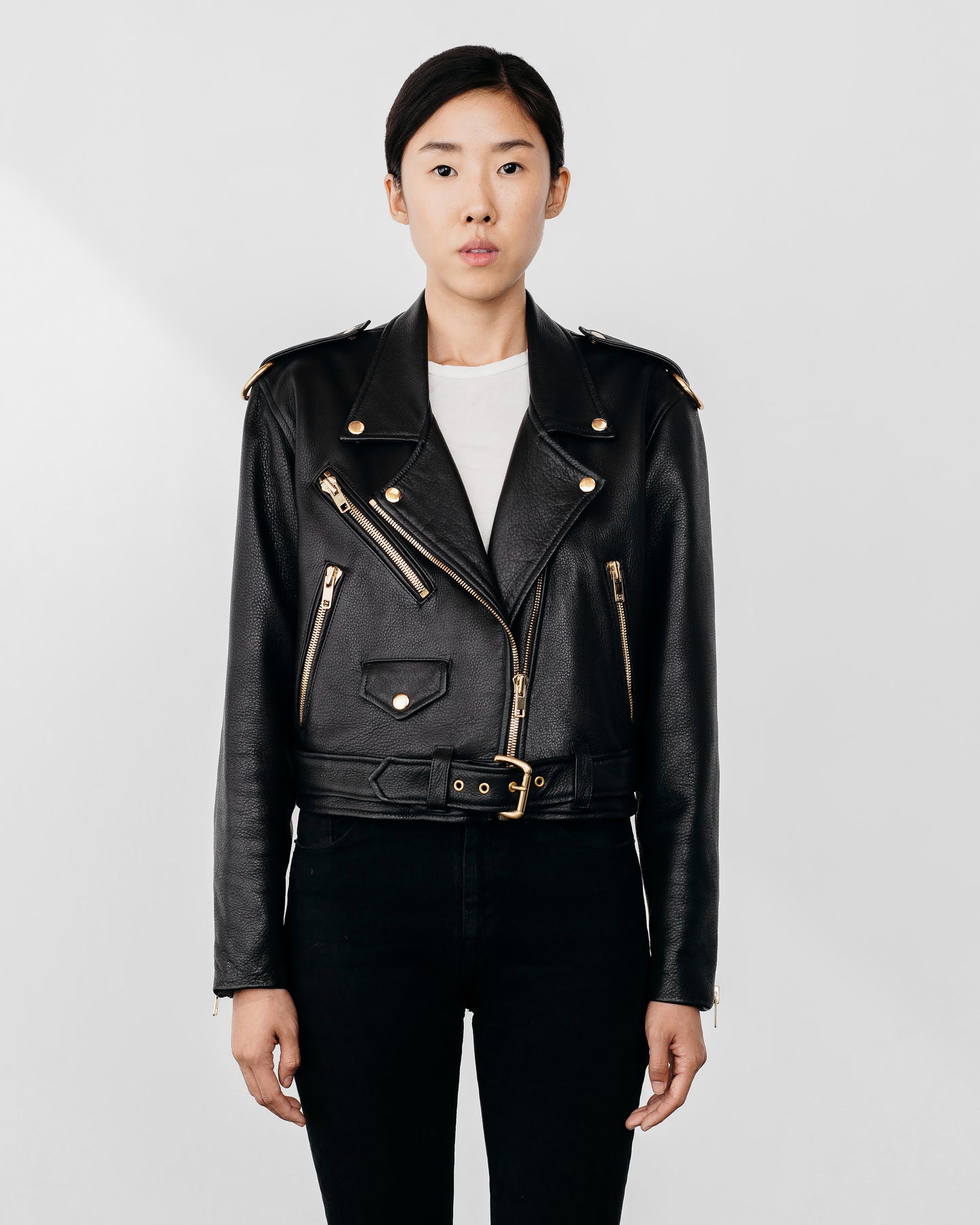 Women's 90's Gold Moto Leather Jacket