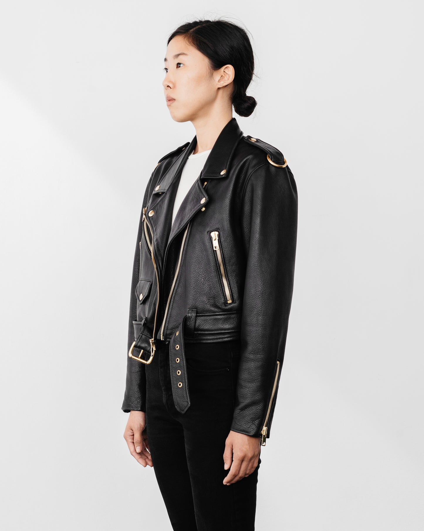 Women's 90's Gold Moto Leather Jacket