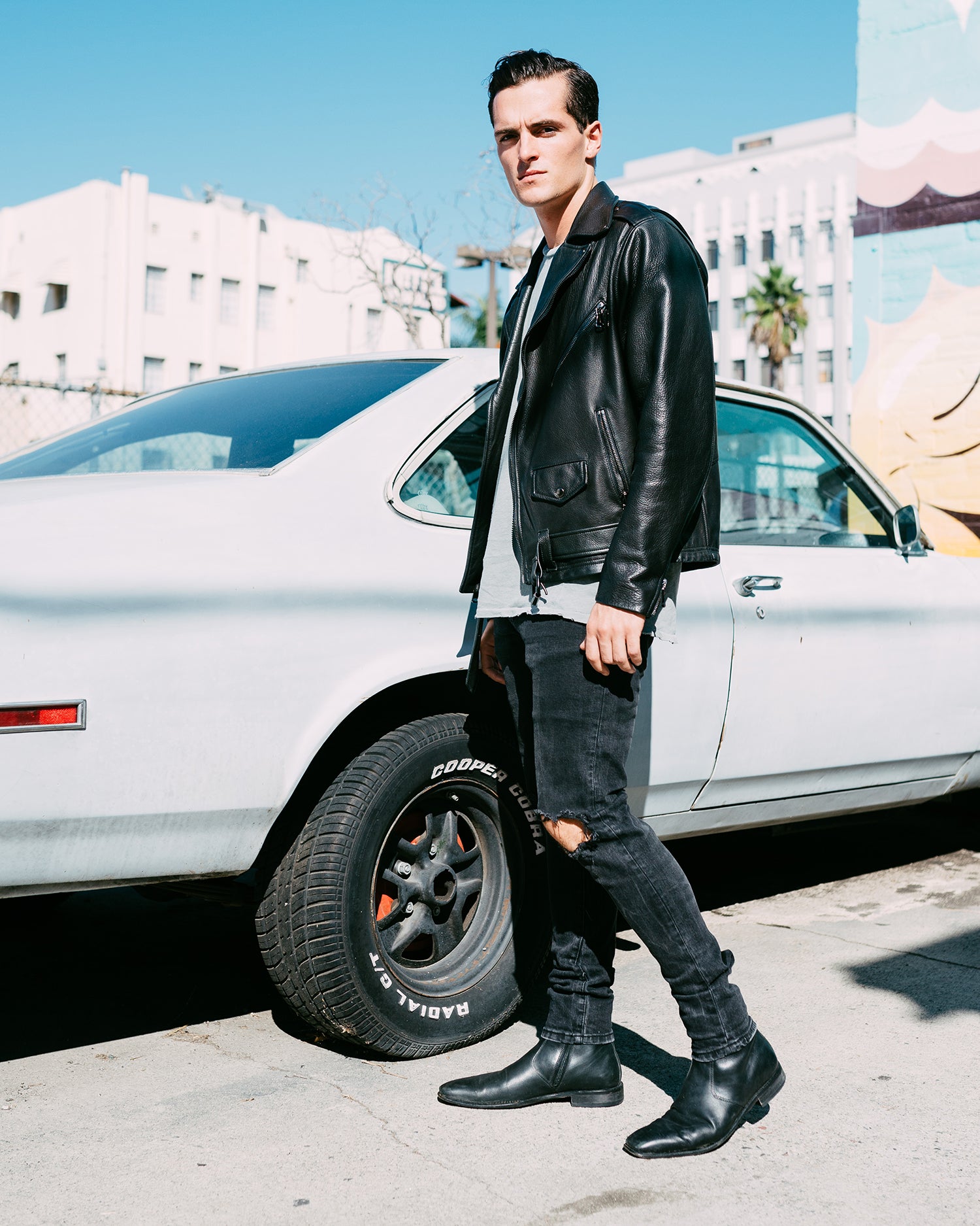 Classic Men's Moto All Black Leather Jacket