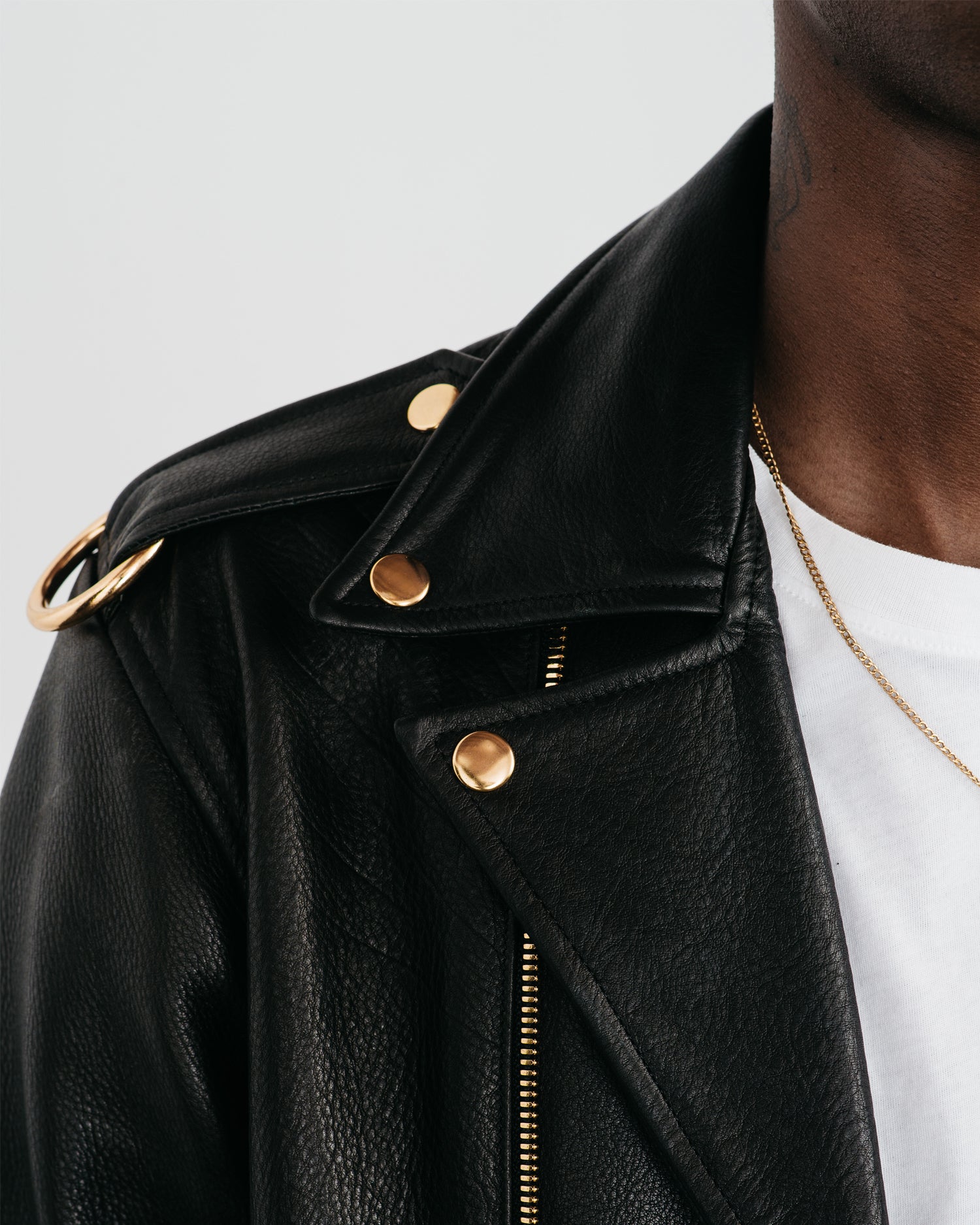 Men's Gold Classic Moto Leather Jacket