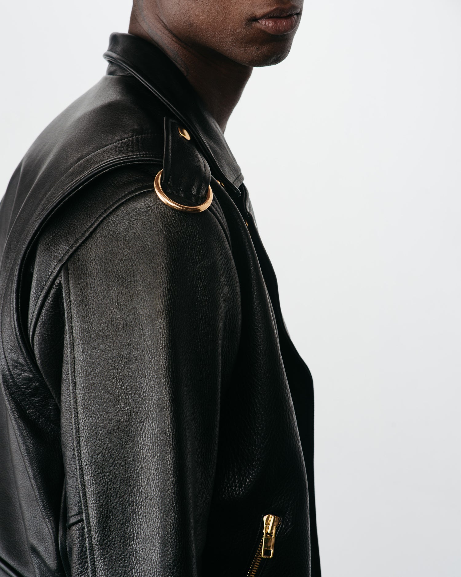 Men's Gold Classic Moto Leather Jacket